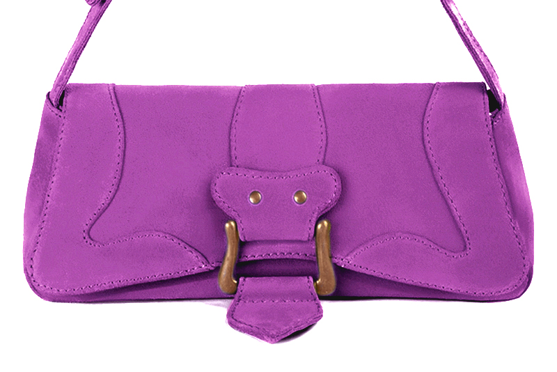 Dress small handbag in mauve purple leather - Profile view